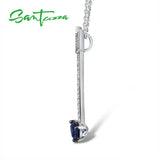 925 Silver Necklace Blue Sapphire Party Jewelry