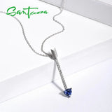 925 Silver Necklace Blue Sapphire Party Jewelry