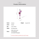 925 Silver Pendant Lab Pink Sapphire Ruby Flower Jewelry