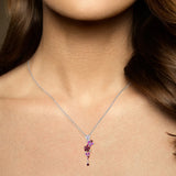 925 Silver Pendant Lab Pink Sapphire Ruby Flower Jewelry