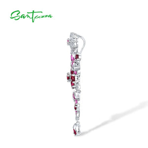 925 Silver Pendant Lab Pink Sapphire Ruby Flower Jewelry