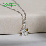 925 Sterling Silver Flower Butterfly Pendant for Women