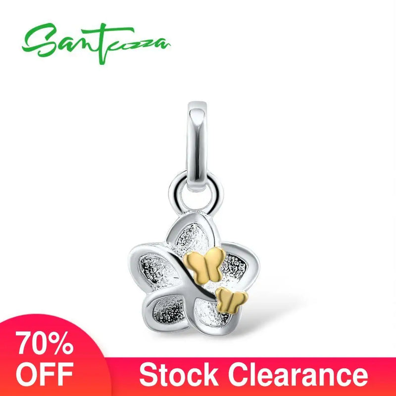 925 Sterling Silver Flower Butterfly Pendant for Women