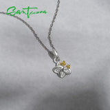 925 Sterling Silver Flower Butterfly Pendant for Women