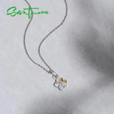 925 Sterling Silver Flower Butterfly Pendant for Women