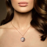 925 Sterling Silver Rose Brown Horse Pendant Fine Jewelry