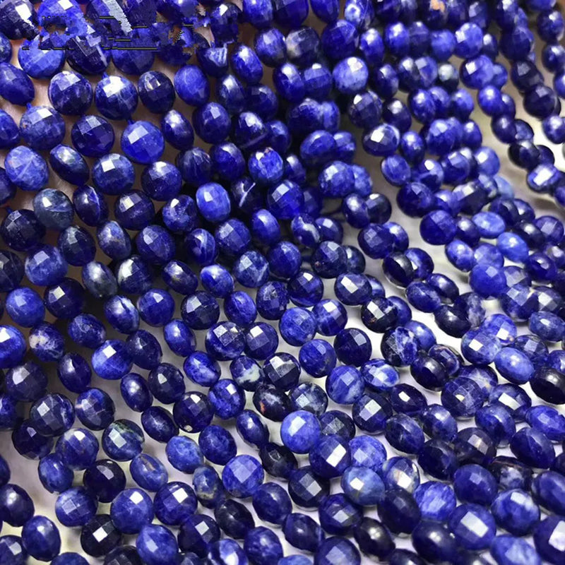 SAPPHIRE coin FACETED loose beads 6*4mm for jewelry necklace