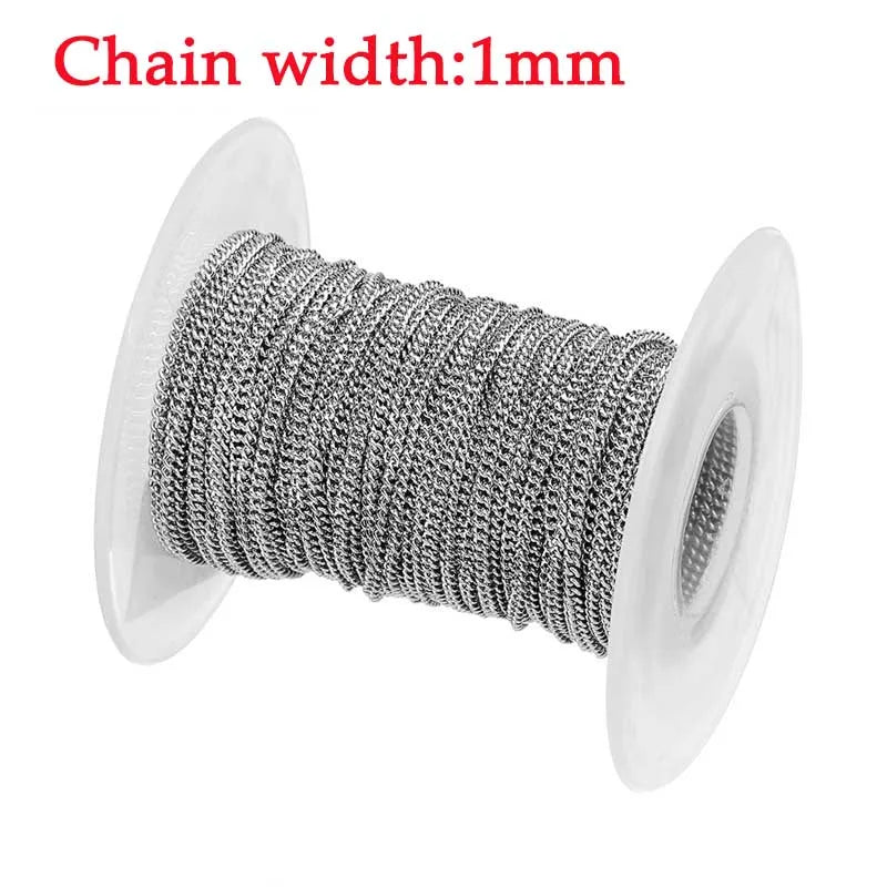 Stainless Steel Twisted Oval Chain 10 Yards 1.5-2.2mm DIY Jewelry Chain
