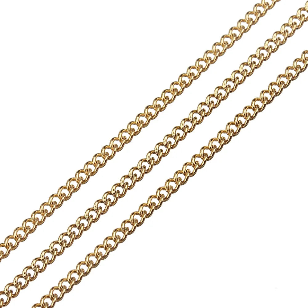 Stainless Steel Twisted Oval Chain 10 Yards 1.5-2.2mm DIY Jewelry Chain
