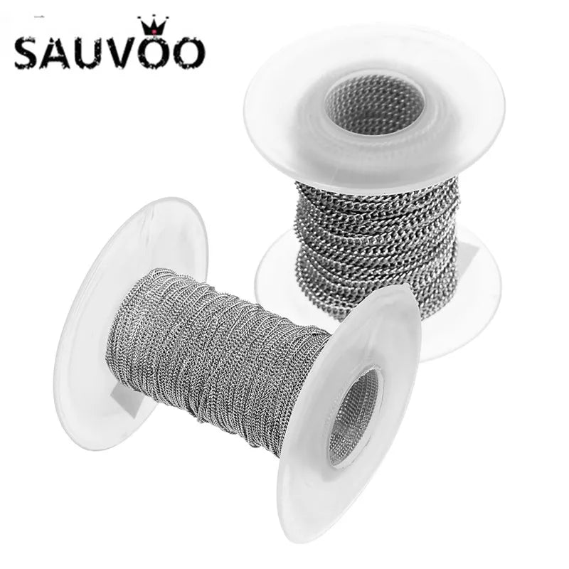 Stainless Steel Twisted Oval Chain 10 Yards 1.5-2.2mm DIY Jewelry Chain