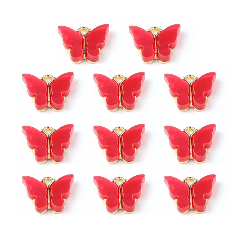 10pcs Acrylic Butterfly Pendant Women Necklace Statement Charm Jewelry