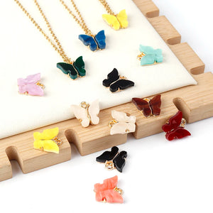 10pcs Acrylic Butterfly Pendant Women Necklace Statement Charm Jewelry
