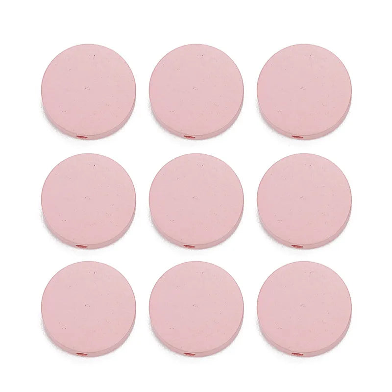 30pcs Mixed Flat Natural Wood Beads Round Spacer For Jewelry Making