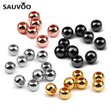 50pcs Small Round Beads 4mm 5mm 6mm Rose Rhodium Copper for Jewelry Making
