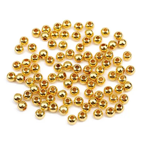 50pcs Small Round Beads 4mm 5mm 6mm Rose Rhodium Copper for Jewelry Making