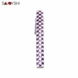 Classic Purple Enamel Lattice Tie Clips for Mens Necktie