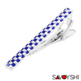 Classic Purple Enamel Lattice Tie Clips for Mens Necktie
