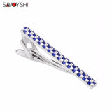 Classic Purple Enamel Lattice Tie Clips for Mens Necktie