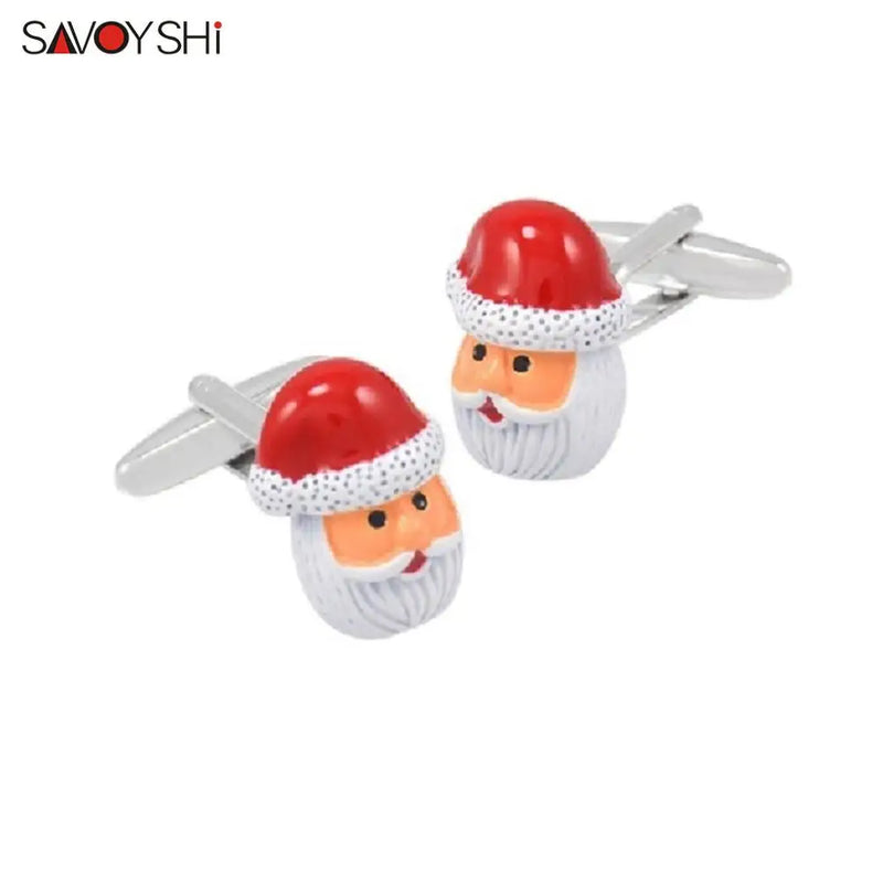 High Enamel Craft Santa Claus Cufflinks for Men's French Shirt Christmas