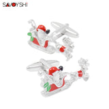 High Enamel Craft Santa Claus Cufflinks for Men's French Shirt Christmas