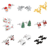 High Enamel Craft Santa Claus Cufflinks for Men's French Shirt Christmas