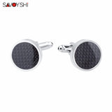 Carbon Fiber Cufflinks for Mens Shirt Cuff buttons