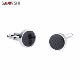 Carbon Fiber Cufflinks for Mens Shirt Cuff buttons