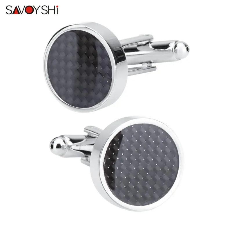 Carbon Fiber Cufflinks for Mens Shirt Cuff buttons