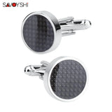 Carbon Fiber Cufflinks for Mens Shirt Cuff buttons