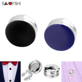 Enamel Cufflinks for Men's Shirt Round Elegant Button Accessories