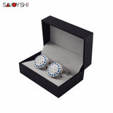 Classic Hollow Cufflinks for Mens Shirt Crystal Cuff links