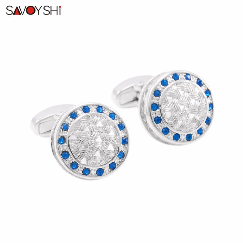 Classic Hollow Cufflinks for Mens Shirt Crystal Cuff links