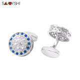 Classic Hollow Cufflinks for Mens Shirt Crystal Cuff links