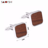 Wooden Cufflinks for Mens Square Brown Business Gift