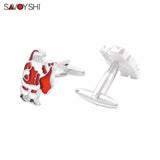 Santa Claus Cufflinks for Men Enamel Christmas Gift