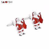 Santa Claus Cufflinks for Men Enamel Christmas Gift