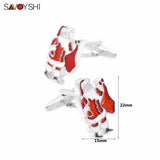 Santa Claus Cufflinks for Men Enamel Christmas Gift
