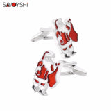 Santa Claus Cufflinks for Men Enamel Christmas Gift