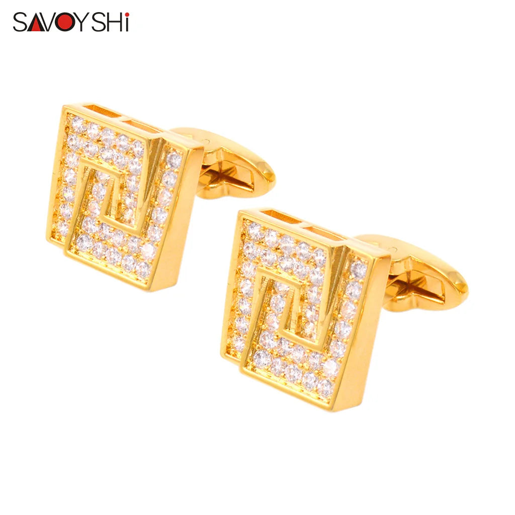 Crystals Cufflinks for Mens Shirt High Copper Cuff links Wedding Gift
