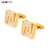 Crystals Cufflinks for Mens Shirt High Copper Cuff links Wedding Gift