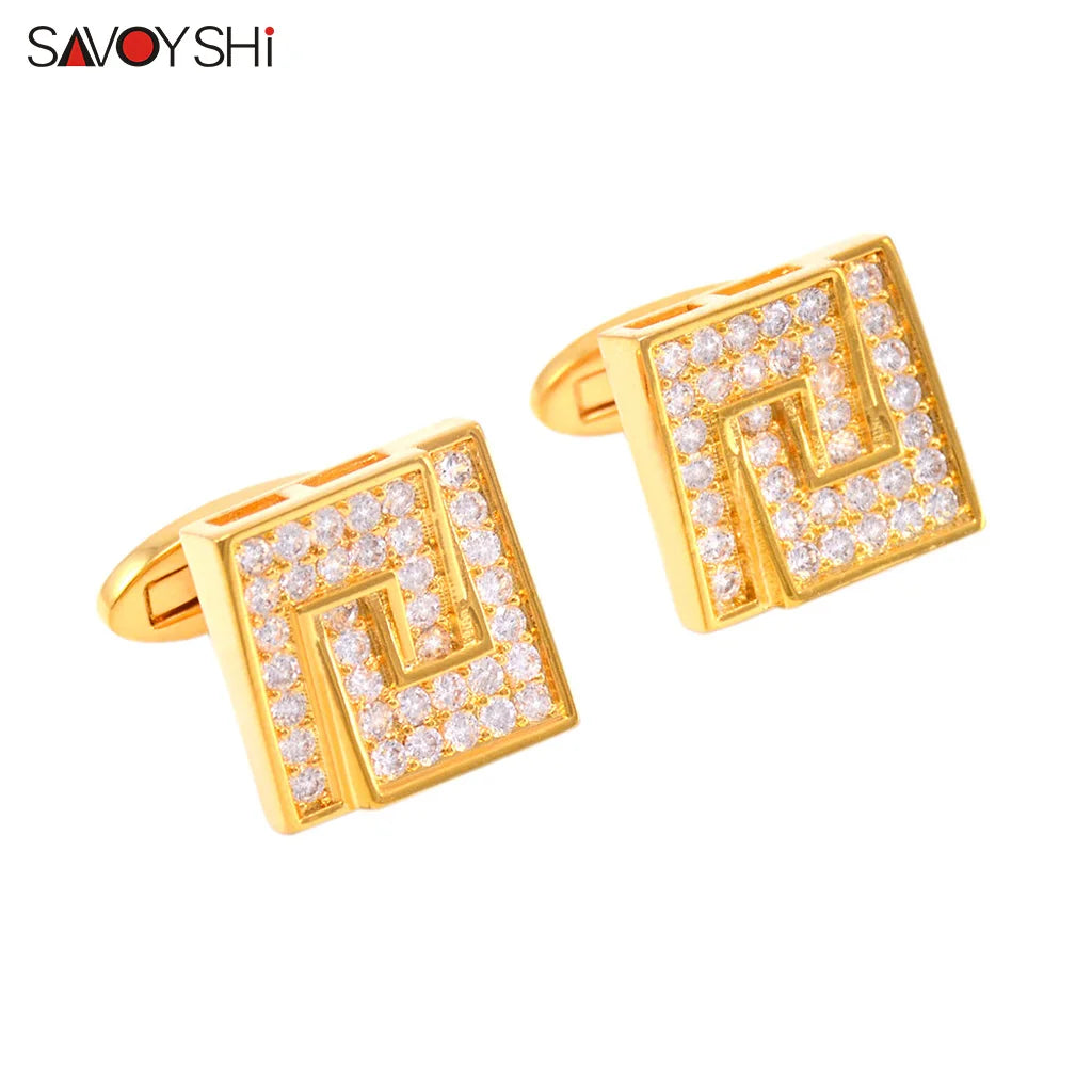 Crystals Cufflinks for Mens Shirt High Copper Cuff links Wedding Gift