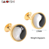 Tai Chi Cufflinks for Men Shirt High Cuff Round Cufflink Gift