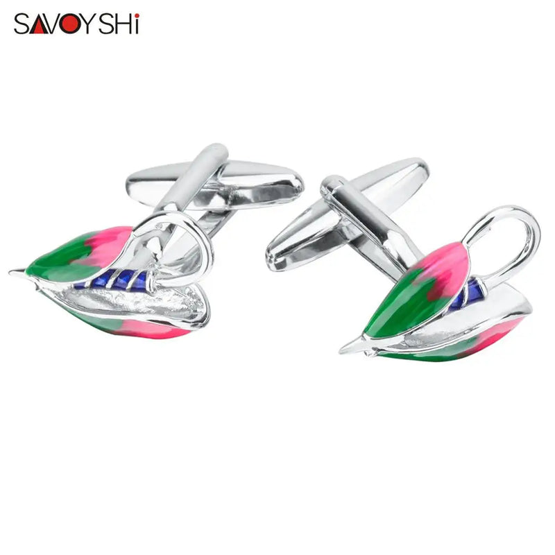 Colorful Enamel Fishhook Cufflinks for Mens Shirt
