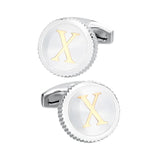 26 Letter Enamel Cufflinks Mens High Shirt Round Cuff links Wedding Groom