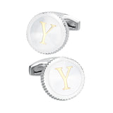 26 Letter Enamel Cufflinks Mens High Shirt Round Cuff links Wedding Groom