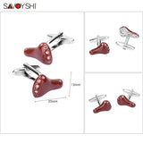 Brown Enamel Bicycle Seat Cufflinks for Men's Shirt