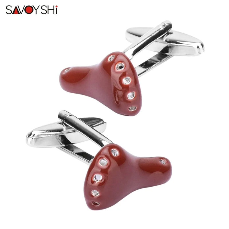 Brown Enamel Bicycle Seat Cufflinks for Men's Shirt