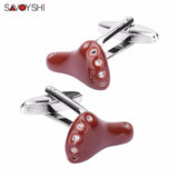 Brown Enamel Bicycle Seat Cufflinks for Men's Shirt