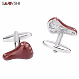 Brown Enamel Bicycle Seat Cufflinks for Men's Shirt