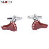 Brown Enamel Bicycle Seat Cufflinks for Men's Shirt
